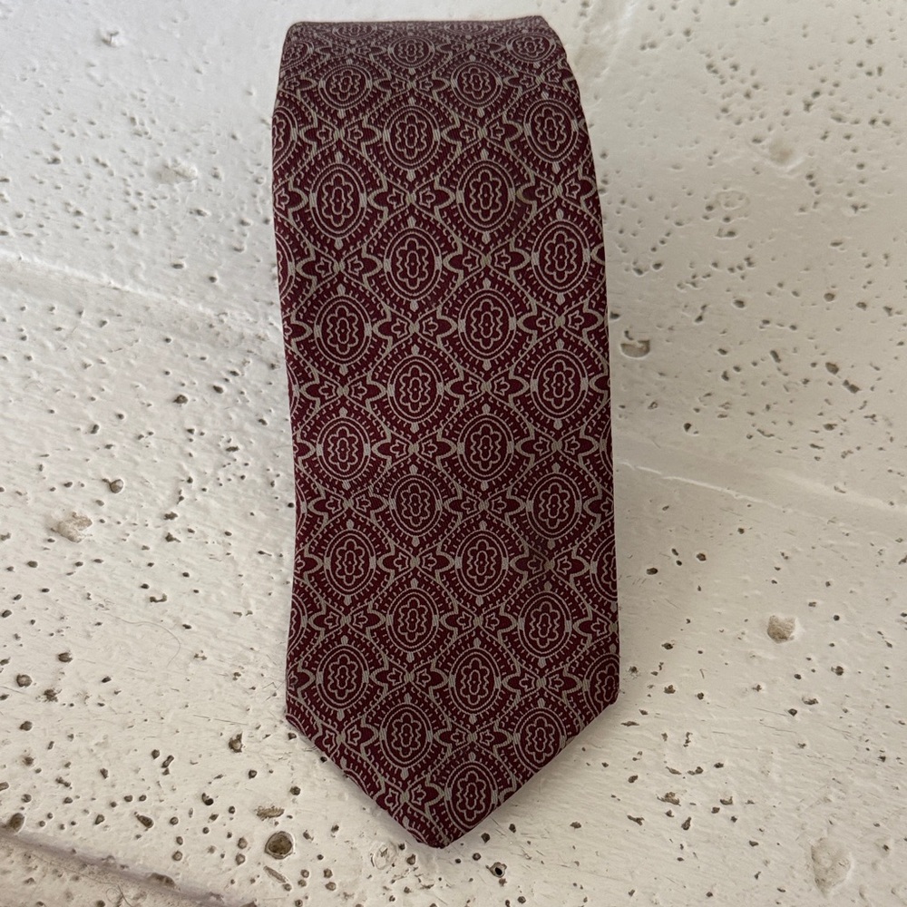 Yves Saint Laurent Burgundy Geometric Men's Tie